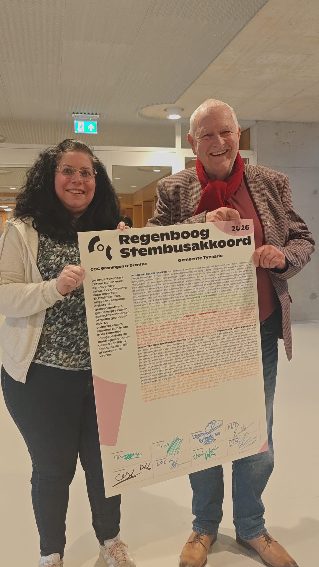 Liberaal Tynaarlo NU tekent Regenboog Stembusakkoord 2026